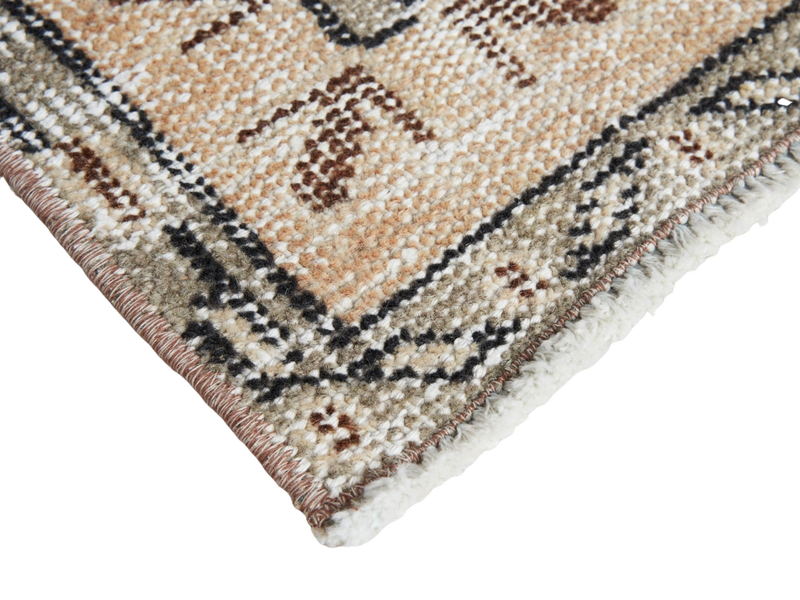 Beige Distressed Vintage Turkish Area Rug