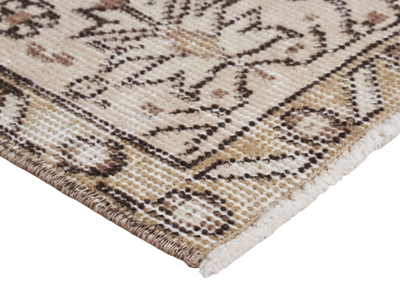 Beige Distressed Vintage Turkish Area Rug