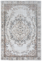 Beige Gray Distressed Vintage Turkish Area Rug