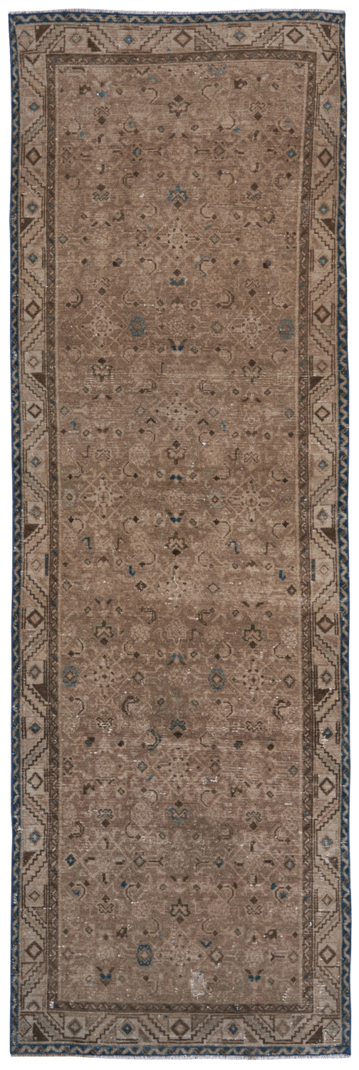 Brown Distressed Vintage Anatolian Runner Rug