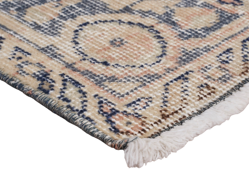 Beige Distressed Vintage Turkish Area Rug